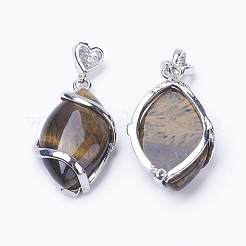 Natural Tiger Eye Pendants&nbsp;X-G-E423-06P