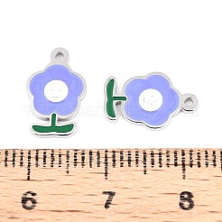 304ステンレススチールエナメルチャーム  花のチャーム  ステンレス鋼色  12.5x8x0.8mm  穴：1.2mm&nbsp;STAS-T064-68P