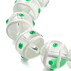 エナメルビーズの連売り付きガラス  手描きのビーズ  ラウンド  ライムグリーン  12mm  穴：1.5mm  約30個/連  13.58''（34.5センチメートル）&nbsp;GLAA-M047-01H