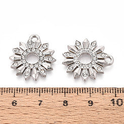 合金ラインストーンペンダント  花  鉛フリー＆カドミウムフリー  プラチナ  21x19x2mm  穴：2mm&nbsp;FIND-N008-22P
