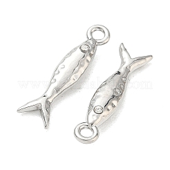 合金ラインストーンペンダント  長持ちメッキ  プラチナ  魚のチャーム  23.5x6.5x3.5mm  穴：1.8mm&nbsp;FIND-D044-21P-02