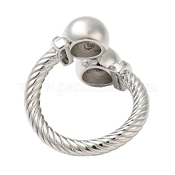 真鍮オープンカフリング  キュービックジルコニア付き  女性用ビッグボールリング  プラチナ  3~19mm  内径：18mm&nbsp;RJEW-Q778-54P
