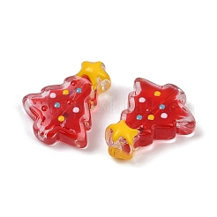 ガラスエナメルビーズ  クリスマスツリー  レッド  18x15x7mm  穴：1.2mm&nbsp;X-LAMP-S070-05C