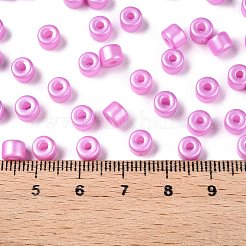 ベーキングペイント パールガラス シードビーズ  丸い穴  シリンダー  スミレ  4x5.5mm  穴：1.8mm  約2500個/ポンド&nbsp;SEED-T008-03M