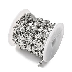 304ステンレススチールハートリンクチェーン  ハンダ付け  スプールで  ステンレス鋼色  17x8x3mm  約5m /ロール&nbsp;CHS-Z004-22P