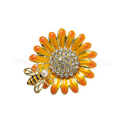 Sunflower & Bee Alloy Enamel Brooches&nbsp;PW-WG45BEB-01