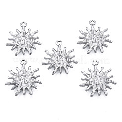 変色しない201ステンレススチールペンダント  太陽  ステンレス鋼色  22.5x20x2mm  穴：1.8mm&nbsp;X-STAS-N098-171P