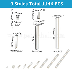 1146種類のスタイルのガラス製ビューグルシードビーズ9個  シルバーライン＆メタリックカラー  ミックスカラー  2~30x2~4mm  穴：0.5~1mm&nbsp;SEED-AR0001-17