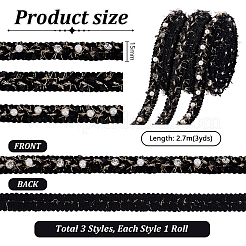 9ヤード 3 ポリエステル織りテープ  洋服アクセサリー用  ブラック  5/8インチ（15mm）  約3.00ヤード（2.74メートル）/スタイル&nbsp;OCOR-PH0006-75A