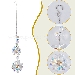 Glass Beaded Flower Hanging Suncatchers&nbsp;AJEW-WH20020-064B