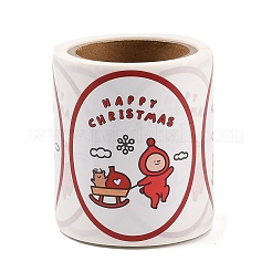 丸い紙のクリスマス漫画ステッカーロール 120 枚  ギフト用装飾シールステッカー  パーティー  ラウンド  60x50x0.1mm&nbsp;DIY-M070-09F