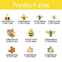 20個10スタイルアロイエナメルペンダント  蜂とハニカムチャーム  ミックスカラー  10~24x10.5~21x1.5~4mm  穴：1.4~2.5mm  2個/スタイル&nbsp;FIND-YW0004-72