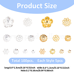 100Pcs 20 Styles Brass Bead Caps&nbsp;KK-YW0004-01