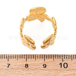304ステンレススチールカフリング  花  ゴールドカラー  15.5mm  内径: 調節可能&nbsp;RJEW-D306-25G