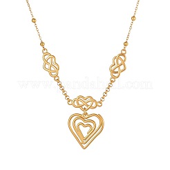 Valentine's Day 304 Stainless Steel Chinese Knot Heart Pendant Necklaces for Women&nbsp;WG6D189-01