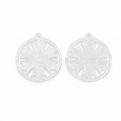 オペークアクリルパーツ  模造シェル  スノーフレークとフラットラウンド  乳白色  26x23x2mm  穴：1.2mm&nbsp;OACR-N132-001