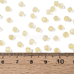 内側が透明な色のガラスシードビーズ  双円錐形  ライトカーキ  4x3~3.5mm  穴：1.4~1.6mm  約：7500個/ 450 G&nbsp;SEED-T007-20A-01