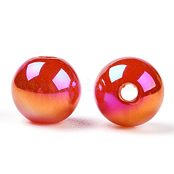 半透明の樹脂ビーズ  キラキラビーズ  ラウンド  レッドオレンジ  8x7.5mm  穴：1.8mm&nbsp;LS-RESI-Z015-04C