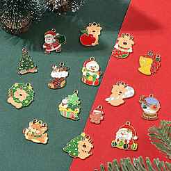 15Pcs 15 Styles Christmas Theme Alloy Enamel Pendants&nbsp;ENAM-FS0003-96
