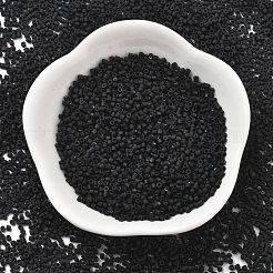 つや消し色ガラスシードビーズ  シリンダー  ブラック  1.6x1.3mm  穴：0.8mm  約60000個/ポンド&nbsp;SEED-H003-06F