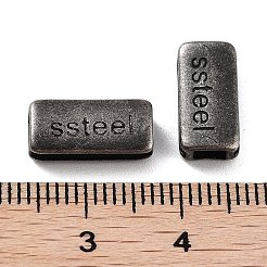 316サージカルステンレスビーズ  ワードスチールの長方形  アンティークシルバー  6.5x13x3.6mm  穴：3.5x2mm&nbsp;STAS-K276-04AS