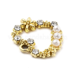合金ラインストーンペンダント  absプラスチックパール  UVメッキ  ハート  ゴールドカラー  19.5x20.5x4mm  穴：1.8mm&nbsp;FIND-U026-06G