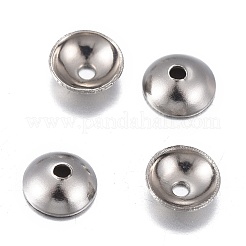 変色しない201ステンレススチールビーズキャップ  半円  ステンレス鋼色  4x1.5mm  穴：0.8mm&nbsp;STAS-F255-045P-4mm