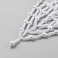 ブライダル用プラスチックビーズヘアチェーンハット  ホワイト  190x720mm&nbsp;OHAR-WH20003-06B