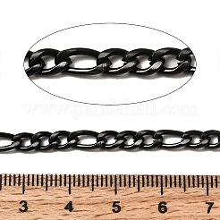 304ステンレススチールフィガロチェーン  溶接されていない  PVD真空メッキ  長持ちメッキ  ブラック  6.5~9x4x1.8mm&nbsp;CHS-P007-15B