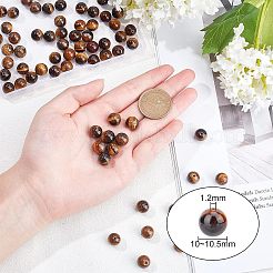 グレードabナチュラルタイガーアイラウンドビーズ連売り  10~10.5mm  穴：1.2mm  約36個/連  15.5インチ  1連&nbsp;G-OC0001-78B