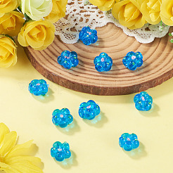 10個の手作りランプワークビーズ  バンピー  花  ディープスカイブルー  13.5~14x14.5~15x7~8mm  穴：1.4mm&nbsp;LAMP-TADJ0001-01G