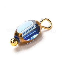 電気メッキガラスチャーム  ABカラーメッキ  真鍮パーツ  ゴールドカラー  オーバル  ミックスカラー  11x4.5x3mm  穴：2mm&nbsp;PALLOY-JF00895