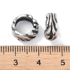 316サージカルステンレスビーズ  大穴ビーズ  葉  アンティークシルバー  12x5mm  穴：8mm&nbsp;STAS-P632-28AS