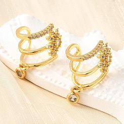 Brass Micro Pave Clear Cubic Zirconia Cuff Earrings&nbsp;EJEW-K309-07G