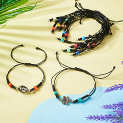 11Pcs 11 Colors Black Waxed Polyester Braided Cord Bracelet Making&nbsp;AJEW-TA00029