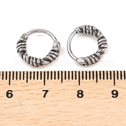 316ステンレススチール軟骨ピアス  フープノーズリング  アンティークシルバー  ツイストリング  11.5x13x4mm&nbsp;AJEW-C044-16C-AS