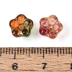 Baking Paint and Golden Metal Enlaced Glass Beads&nbsp;DGLA-T004-34M