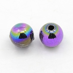 メッキプラスチックアクリルラウンドビーズ  マルチカラーメッキ  6mm  穴：1mm  約4500個/ポンド&nbsp;PACR-L003-6mm-M
