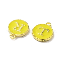 (不良品 処分セール: 酸化) 合金文字 a~z アルファベット エナメル チャーム  フラットラウンドディスク両面チャーム  ゴールドカラー  14x12x2mm  穴：1.5mm  26個/セット&nbsp;ENAM-XCP0001-40G