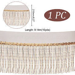 10ヤードのポリエステルフリンジレーストリム  PVCスパンコールタッセル付き  衣料品用  ゴールド  8-1/4インチ（210mm）&nbsp;DIY-WH0308-499A