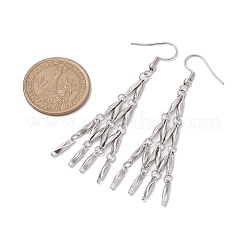 変色しない304ステンレススチールリンクバーダングルイヤリング  タッセルピアス  ステンレス鋼色  38x18mm&nbsp;EJEW-JE05965-02
