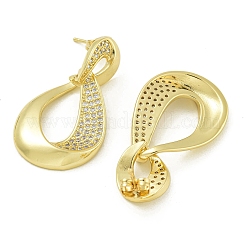 Teardrop Brass Clear Cubic Zirconia Dangle Stud Earrings&nbsp;EJEW-Q390-05G