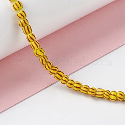 手作りランプワークビーズ連売り  2トーン  コラム  ゴールド  4~5.5x2~4mm  穴：1.2~1.4mm  約130個/連  14.96~15.16インチ（38~38.5cm）&nbsp;BLOW-K001-01B-03