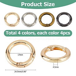 24 個 4 色合金スプリングゲートリング  リング  ミックスカラー  24.5x4.5mm  6個/カラー&nbsp;FIND-HS0001-26C