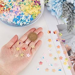 10色のプラスチック製スパンコールビーズ  スパンコールビーズ  花  ミックスカラー  10x10.5x0.5mm  穴：1mm  約3200個/セット&nbsp;FIND-OC0001-82