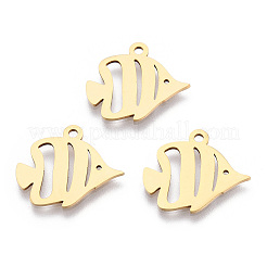 ステンレスペンダント201個  魚のチャーム  ゴールドカラー  15x18x1mm  穴：1.6mm&nbsp;LS-STAS-T052-49G