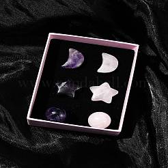 天然宝石の癒しの月と星と丸い装飾品  レイキエネルギーストーンのディスプレイ装飾  16~20x14~20mm&nbsp;AJEW-FS0001-12B