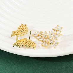 Brass Micro Pave Cubic Zirconia Stud Earrings&nbsp;EJEW-K312-04G