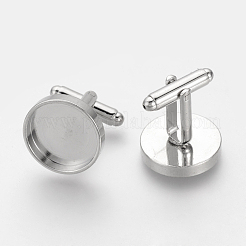 真鍮製カフセッティング  アパレルアクセサリのカフスボタンパーツ  プラチナ  トレイ：16.3mm  27.6x18mm&nbsp;KK-Q675-75