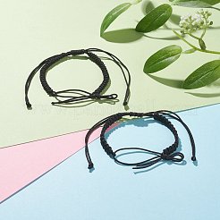 2本ナイロン編み込みブレスレット作り  ブラック  内径：2インチ（5.2cm）&nbsp;BJEW-JB07525-03